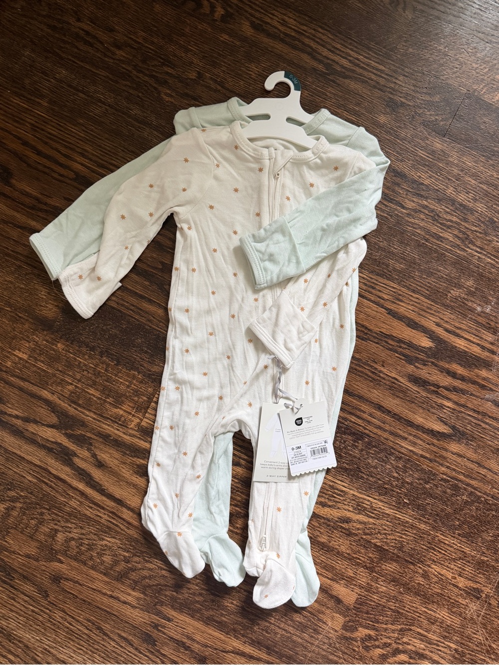 Cloud Island Baby Gender Neutral Star Print & Mint Footed Sleepers So Very Soft